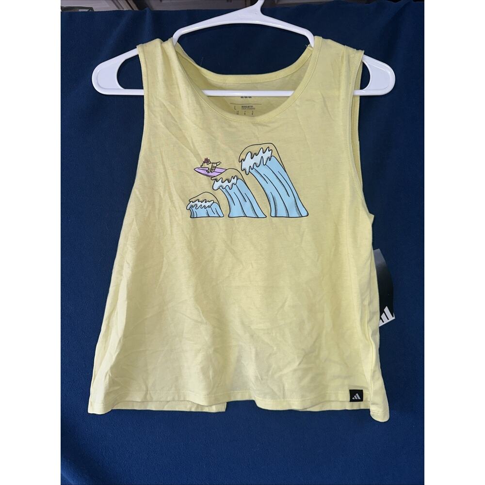 Adidas brand page Girl's Sleeveless Swing Tank Top Yellow Youth X Large